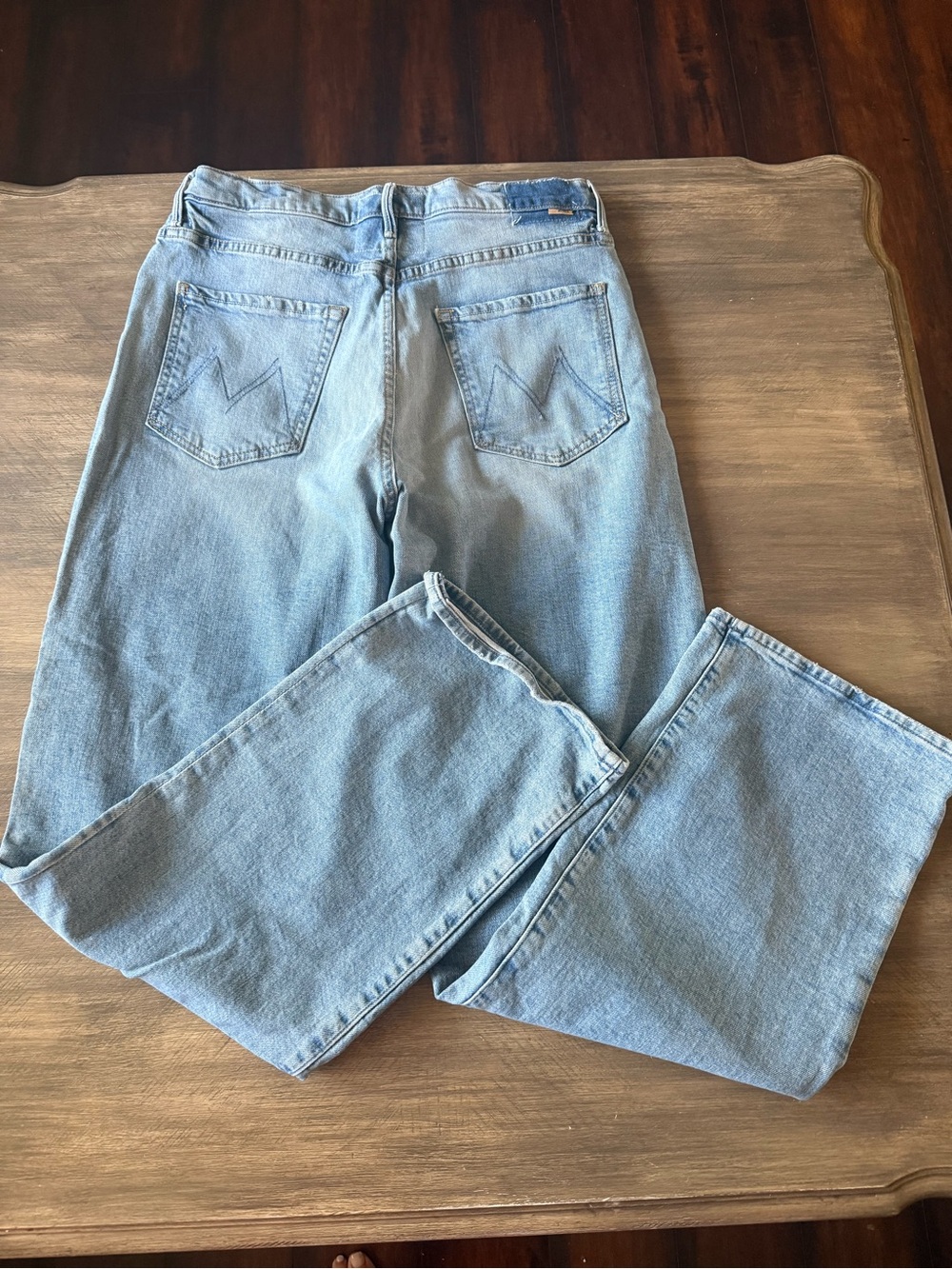 MOTHER Superior The Spitfire Sneak Wide Leg Jeans Light Blue 29 - Picture 4 of 13